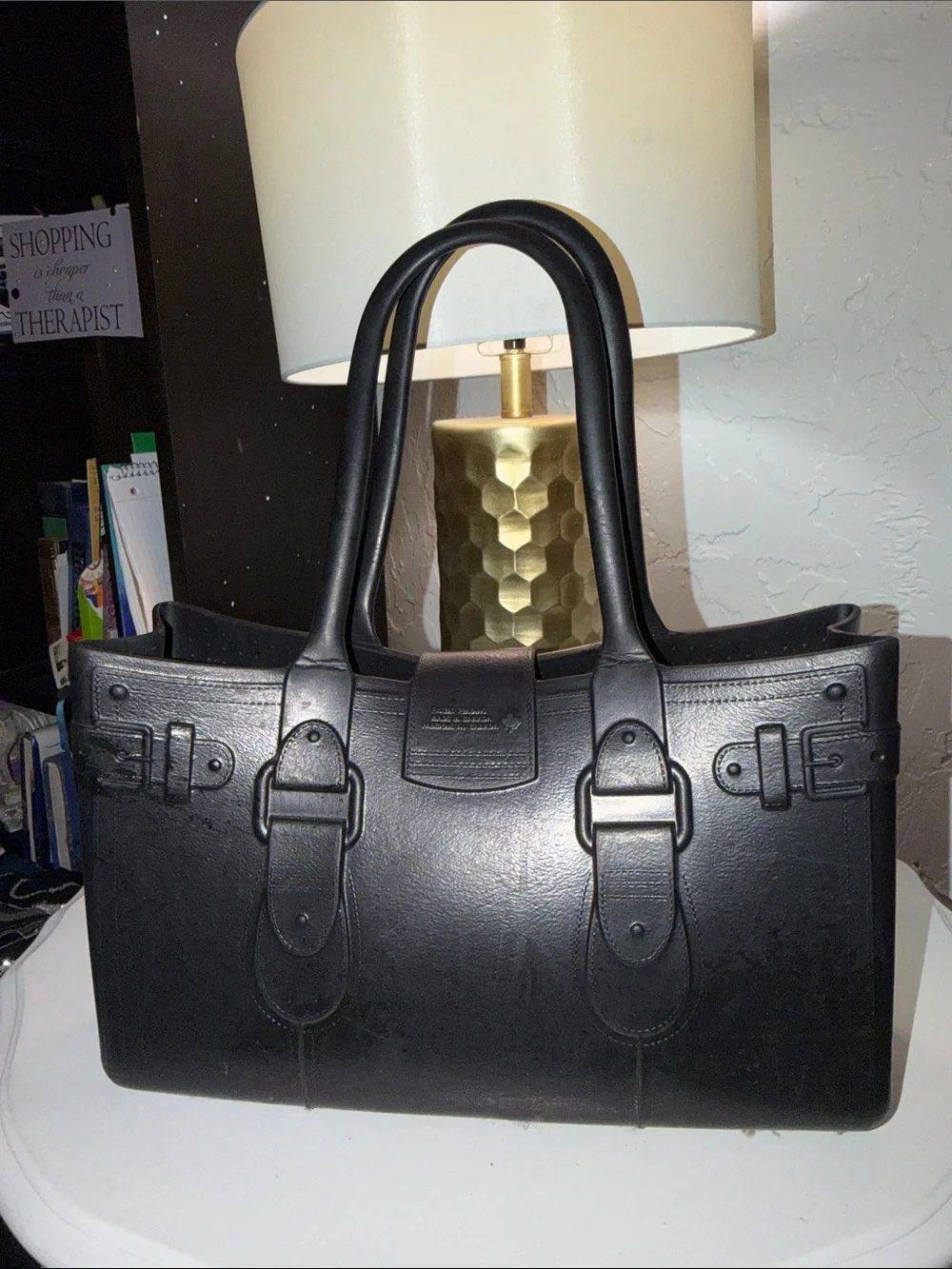 Rubber tote Structured Women's Bag with Lock Detail